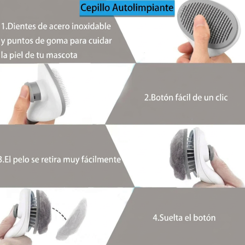 Cepillo Saca Pelo Mascotas Cardina Autolimpiante